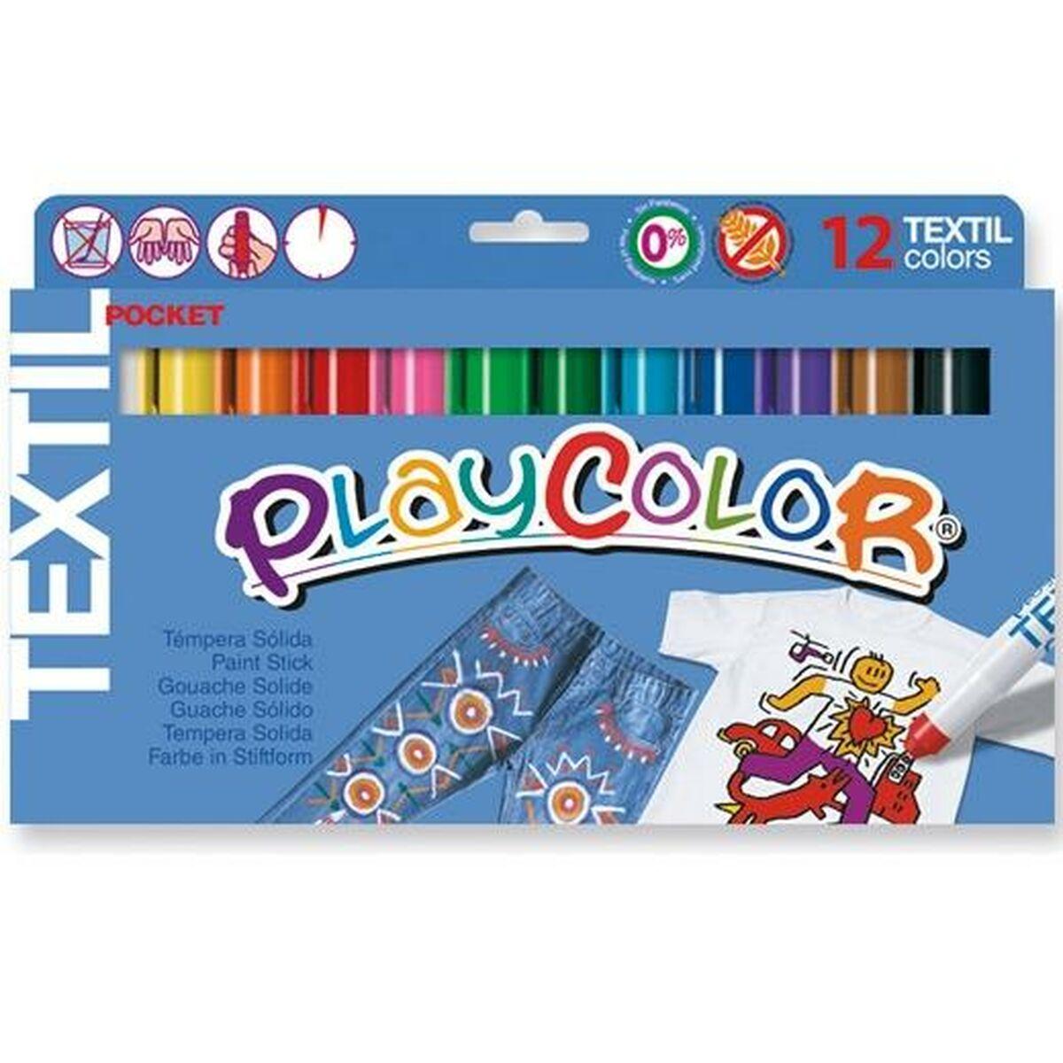 Playcolor Tempera Playcolor Fast - 12 tekstilfarver, multifarvet