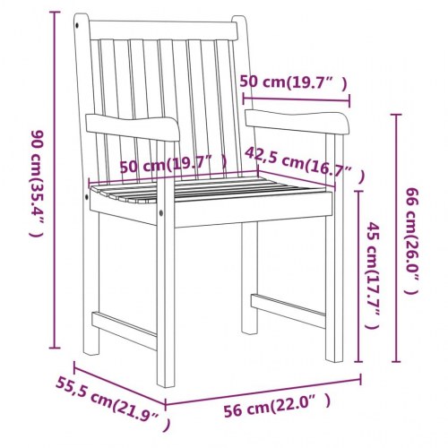 Havestole 2 stk. massivt akacietræ