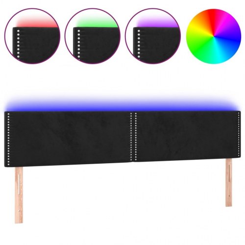 Sengegavl med LED-lys 180 x 5 x 78/88 cm - sort