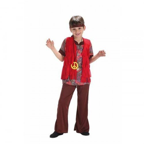 Hippie kostume til børn 3-6 år - t-shirt, bukser, vest og pandebånd