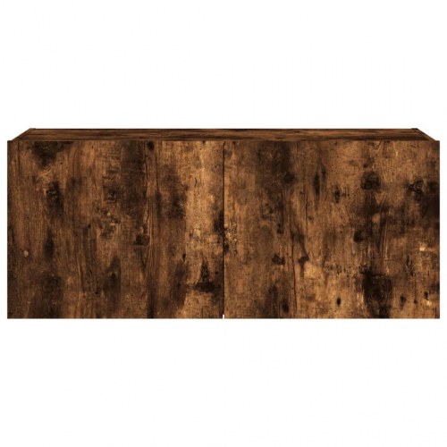Væghængt tv-bord med LED-lys - røget egetræ, 100 x 35 x 41 cm