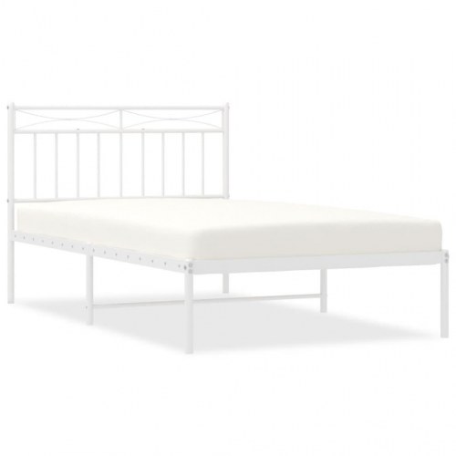 Sengeramme med sengegavl 107×203 cm - metal, hvid