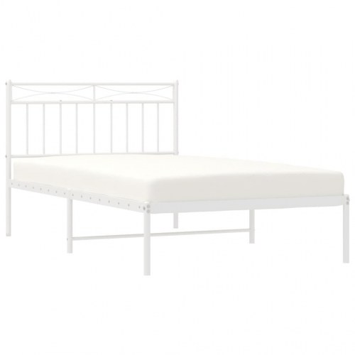 Sengeramme med sengegavl 107×203 cm - metal, hvid