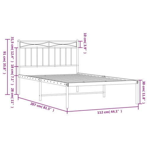 Sengeramme med sengegavl 107×203 cm - metal, hvid