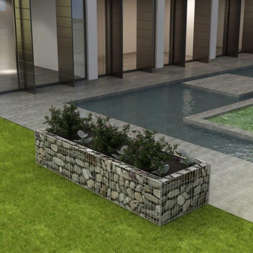 Gabion-højbed 270×90×50 cm i galvaniseret stål - sølvfarvet