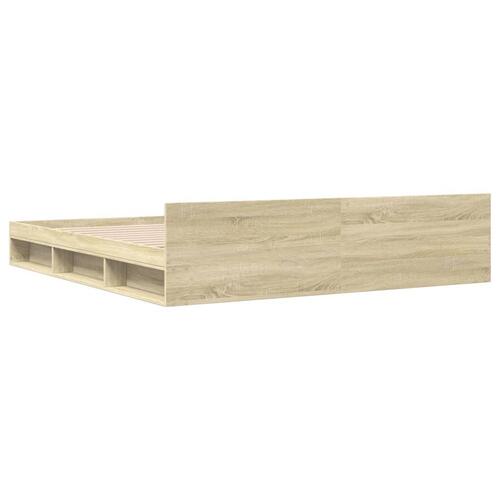 Sengeramme med skuffer 200x200 cm konstrueret træ sonoma-eg