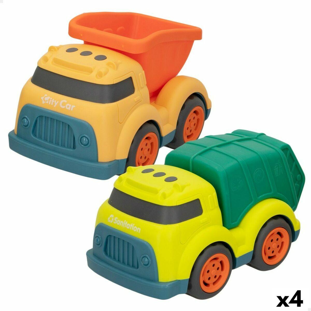 Motor Town sæt med offentlige byggepladskøretøjer - dumper & skraldebil, 17,5 × 11 × 11 cm (4 enheder)