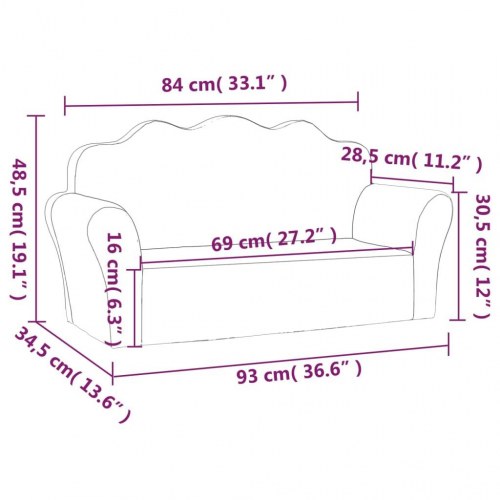 2-personers sofa til børn blødt plys pink