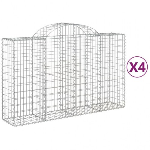 Buede gabionkurve - 4 stk. 200×50×120/140 cm i galvaniseret jern