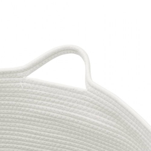 Vasketøjskurv Ø55 × 36 cm i bomuldsreb - beige/hvid