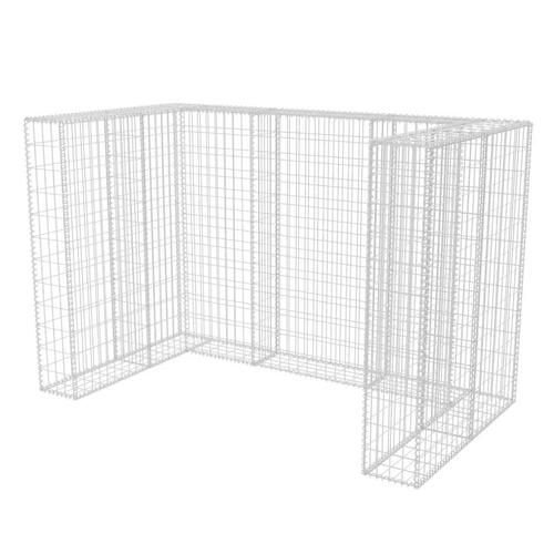 Gabion-afskærmning til 2 affaldsbeholdere 180x100x120 cm stål