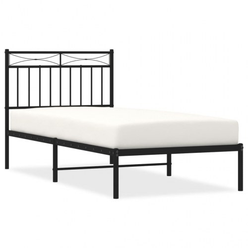 Sengeramme med sengegavl 90x200 cm metal sort