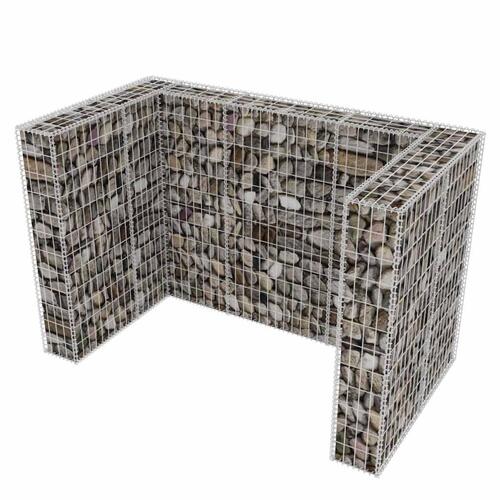 Gabion-afskærmning til 2 affaldsbeholdere 180x100x120 cm stål