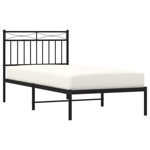 Sengeramme med sengegavl 90x200 cm metal sort