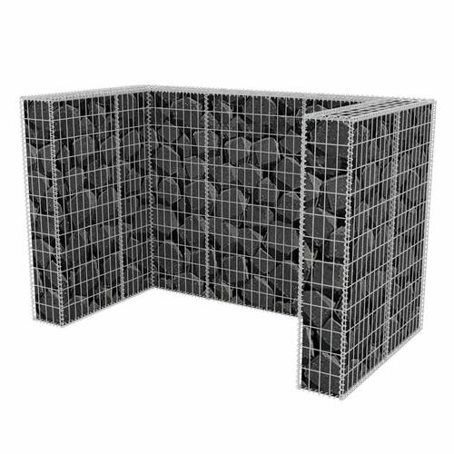 Gabion-afskærmning til 2 affaldsbeholdere 180x100x120 cm stål