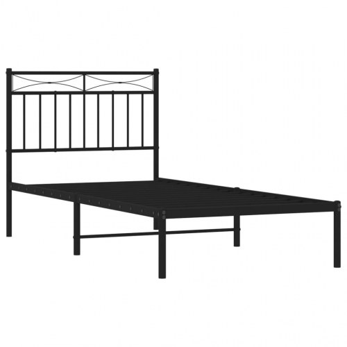 Sengeramme med sengegavl 90x200 cm metal sort