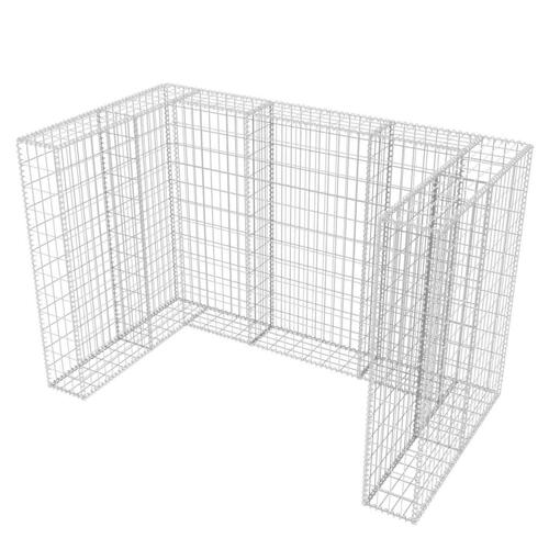 Gabion-afskærmning til 2 affaldsbeholdere 180x100x120 cm stål