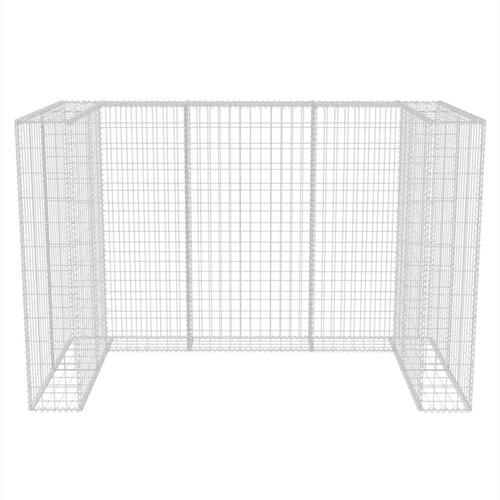 Gabion-afskærmning til 2 affaldsbeholdere 180x100x120 cm stål