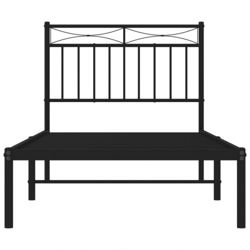 Sengeramme med sengegavl 90x200 cm metal sort