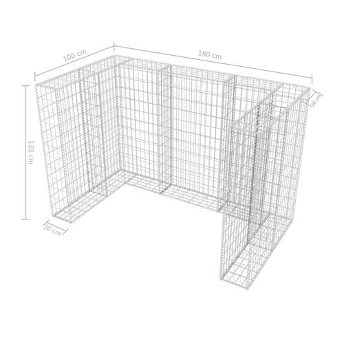 Gabion-afskærmning til 2 affaldsbeholdere 180x100x120 cm stål