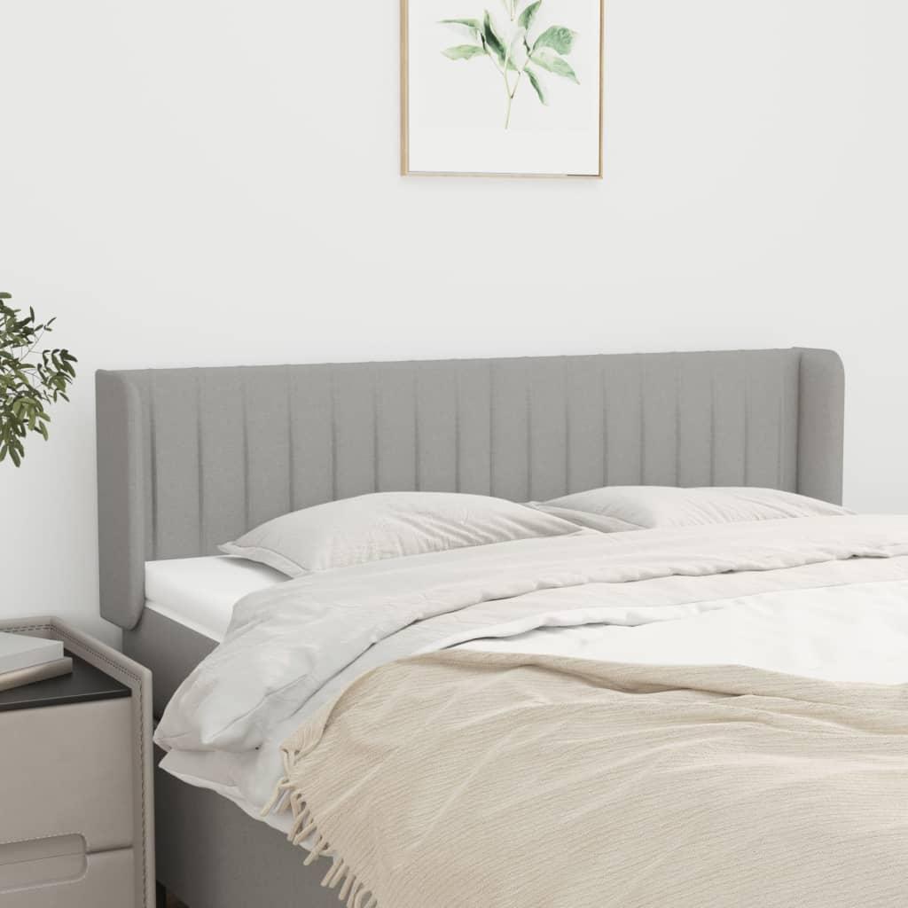 Sengegavl med kanter 147x16x78/88 cm - stof, lysegrå
