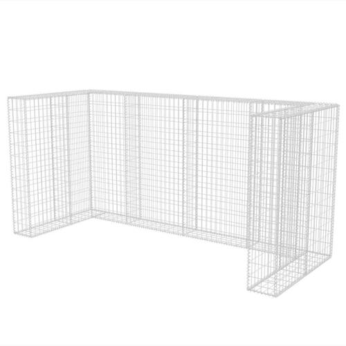 Gabionafskærmning til tre affaldsbeholdere 250x100x120 cm stål