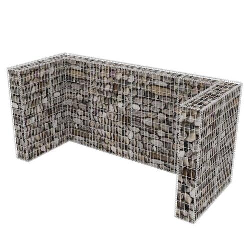 Gabionafskærmning til tre affaldsbeholdere 250x100x120 cm stål