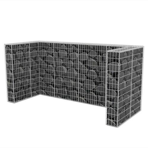 Gabionafskærmning til tre affaldsbeholdere 250x100x120 cm stål