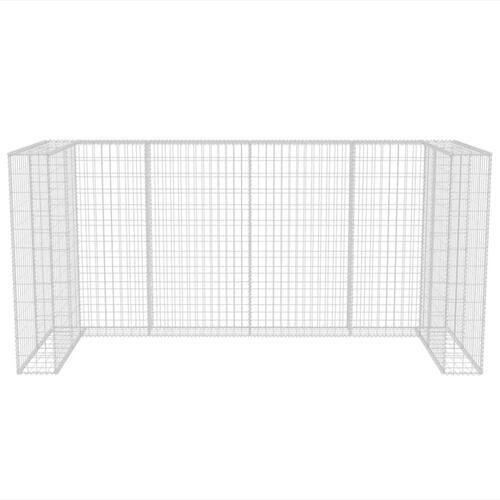 Gabionafskærmning til tre affaldsbeholdere 250x100x120 cm stål