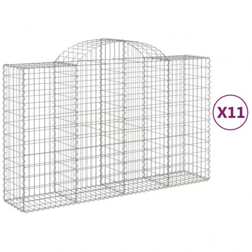 Buede gabionkurve - 11 stk. 200×50×120/140 cm i galvaniseret jern