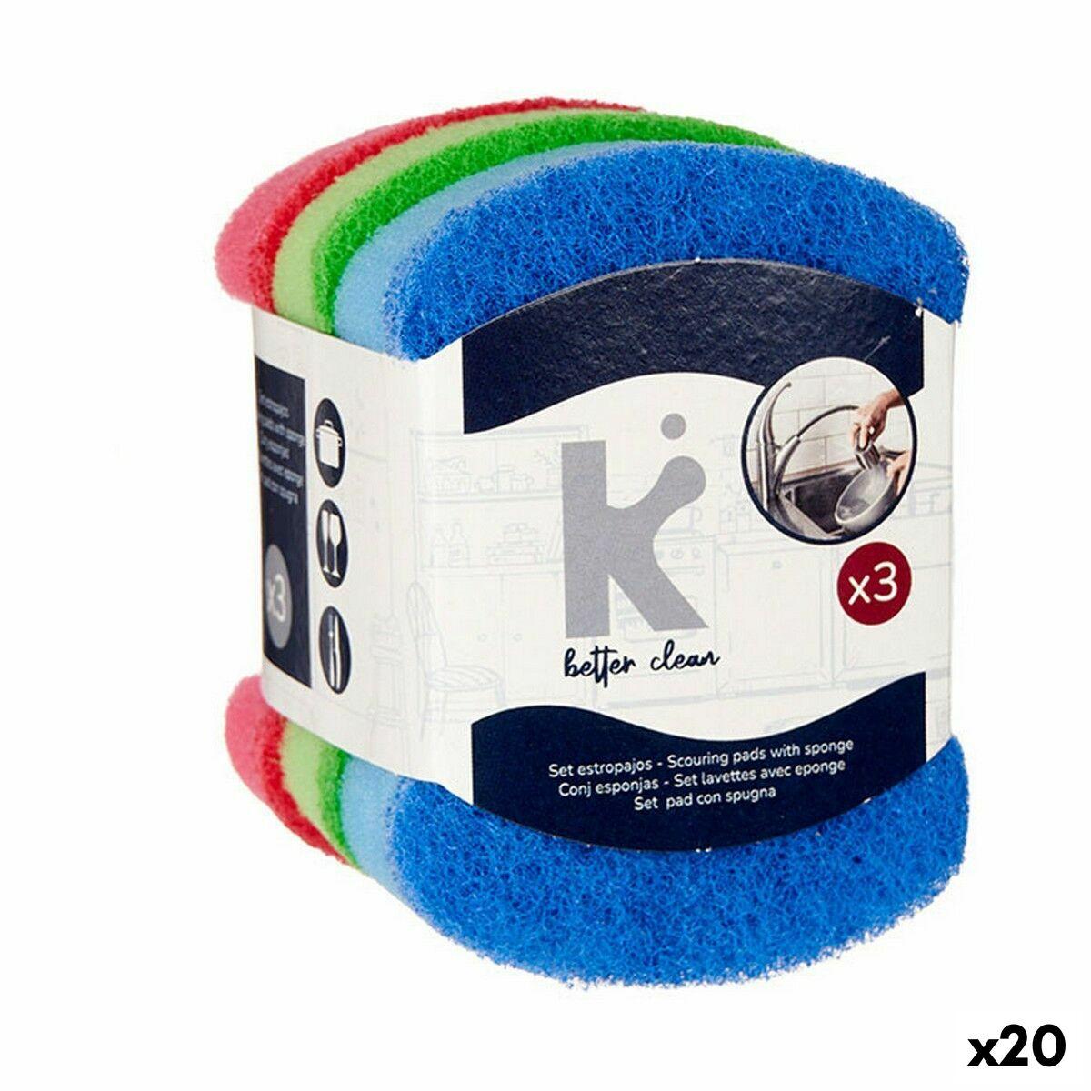 Skuresvampe sæt - Multifarvet, slibende fiber, 7 × 10 × 2,5 cm (20 stk.)