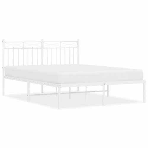 Sengeramme med sengegavl 140×200 cm - metal, hvid