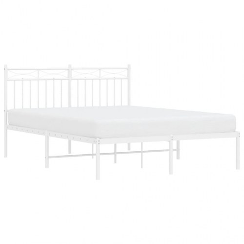 Sengeramme med sengegavl 140×200 cm - metal, hvid