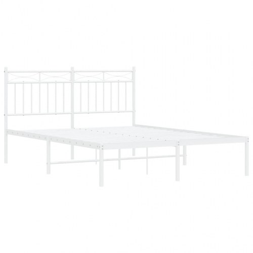 Sengeramme med sengegavl 140×200 cm - metal, hvid