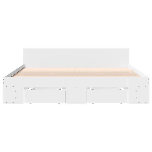 Sengeramme med skuffer 160x200 cm konstrueret træ hvid