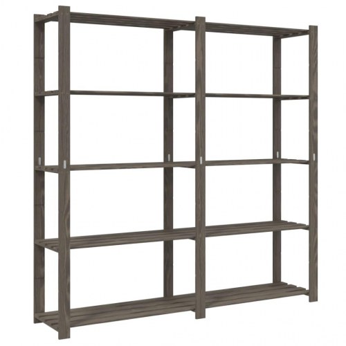 Opbevaringsreol i massivt fyrretræ - 5 hylder, 70×38×170 cm, grå