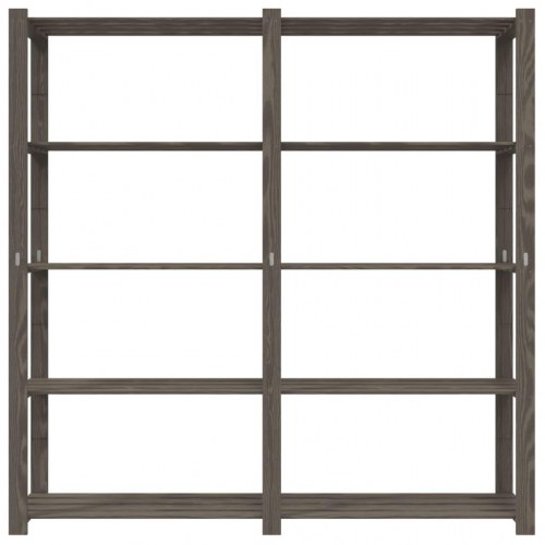 Opbevaringsreol i massivt fyrretræ - 5 hylder, 70×38×170 cm, grå