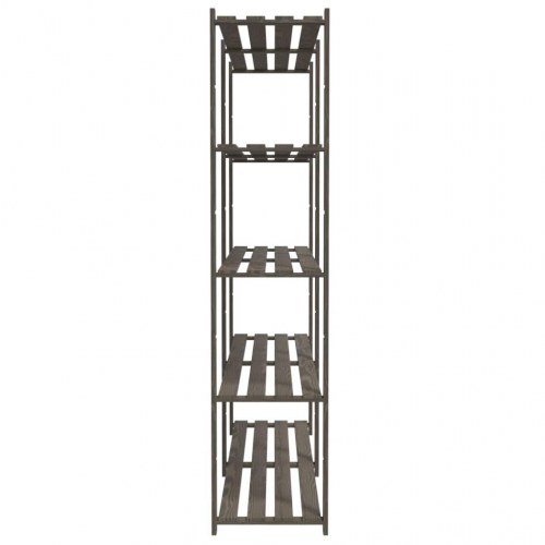 Opbevaringsreol i massivt fyrretræ - 5 hylder, 70×38×170 cm, grå