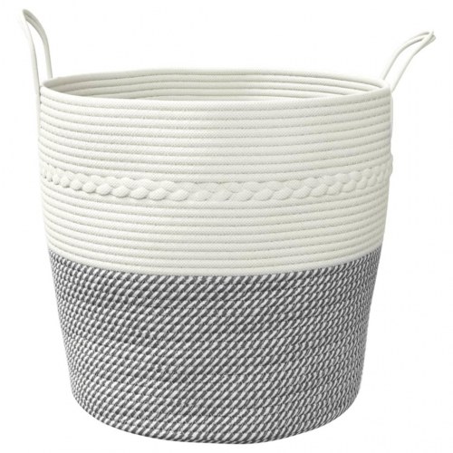 Opbevaringskurv foldbar Ø43 x 38 cm - grå og hvid