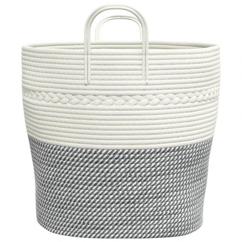 Opbevaringskurv foldbar Ø43 x 38 cm - grå og hvid