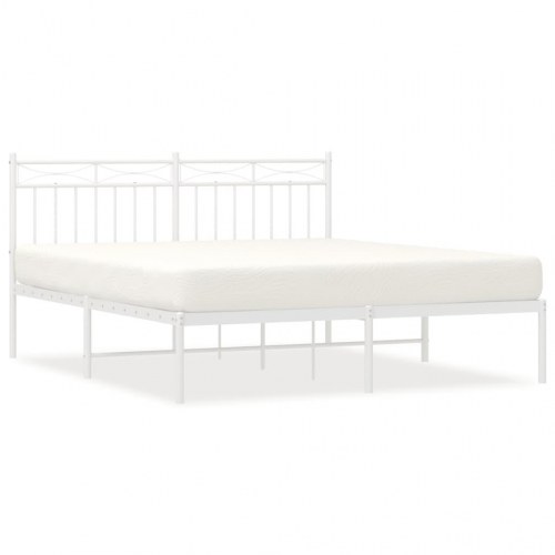 Sengeramme med sengegavl 160x200 cm metal hvid