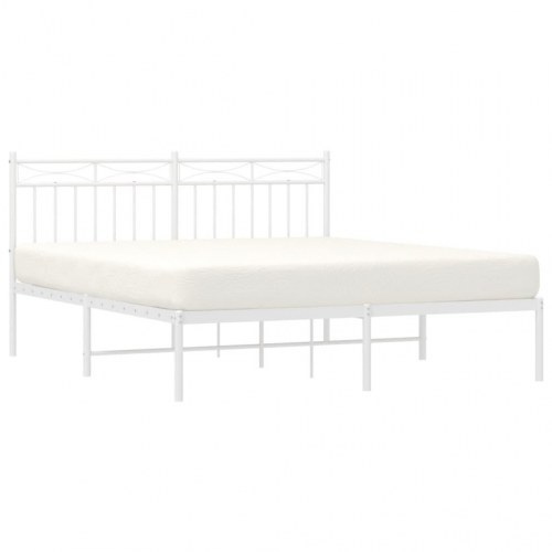 Sengeramme med sengegavl 160x200 cm metal hvid