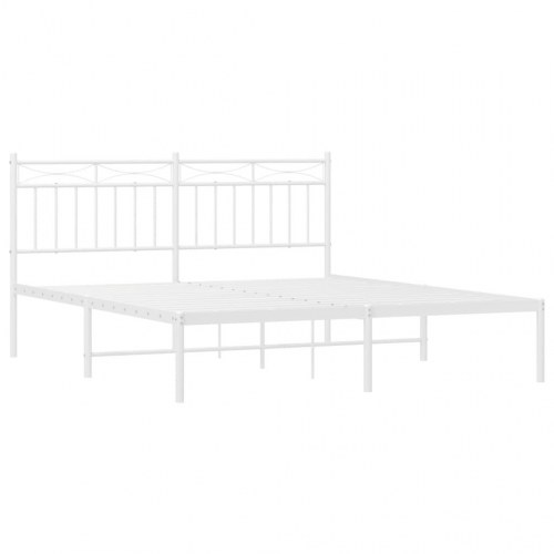 Sengeramme med sengegavl 160x200 cm metal hvid