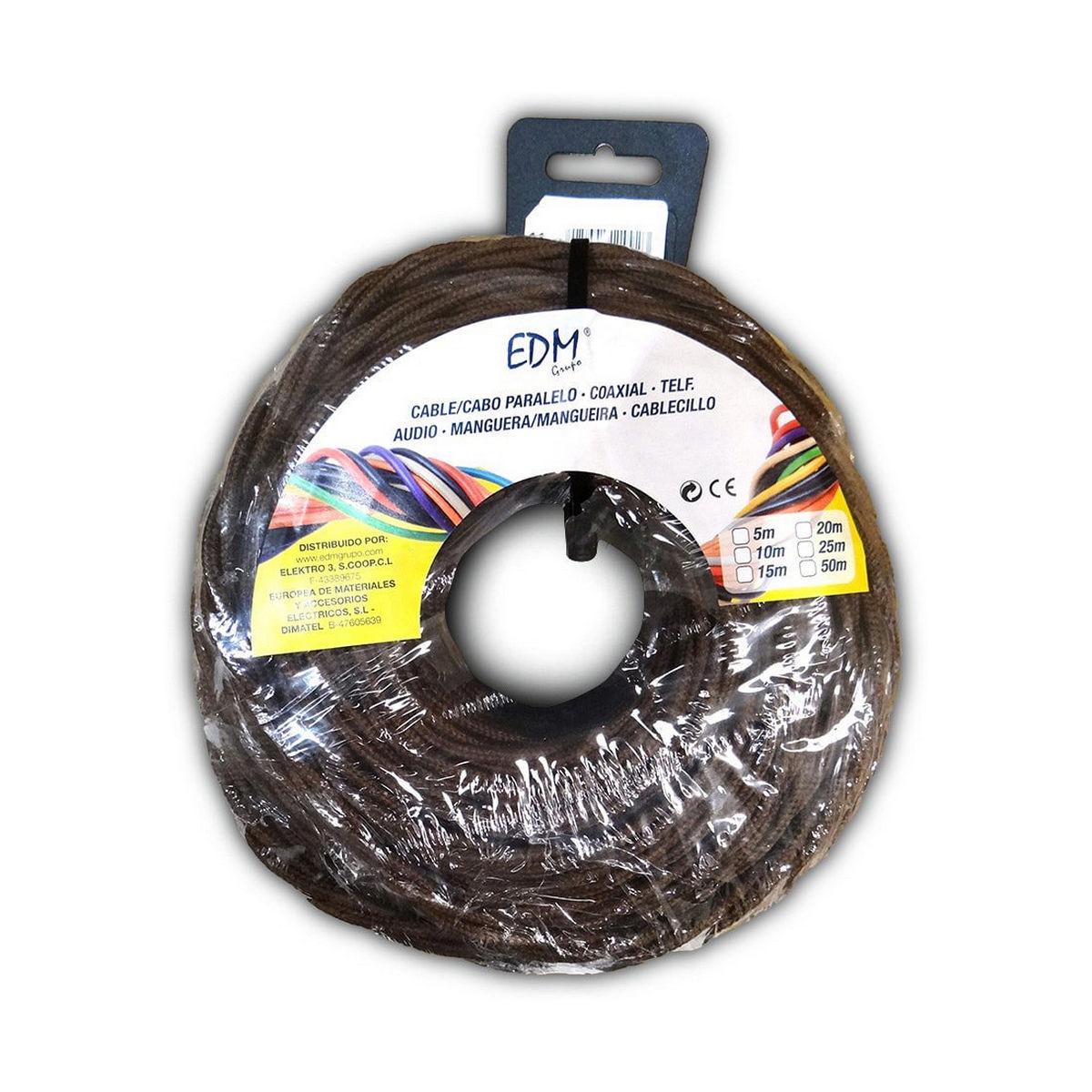 EDM Product kabel brun 2 x 1,5 mm - 25 m tekstilflettet