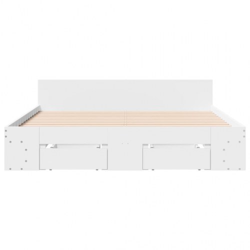 Sengeramme med skuffer 150 x 200 cm - hvid
