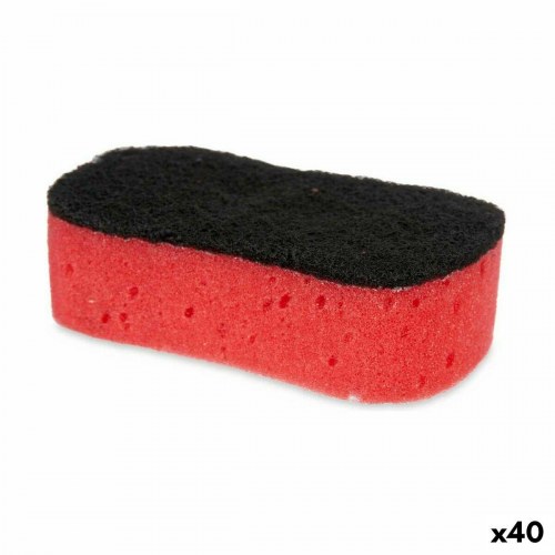 Rengøringssvamp med slibende fiber - sort/rød, 7,3 × 4 × 12,3 cm (40 stk.)