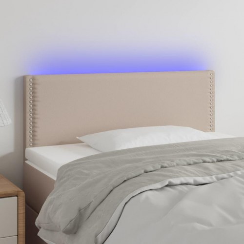 Sengegavl med LED-lys 80x5x78/88 cm kunstlæder cappuccinofarvet