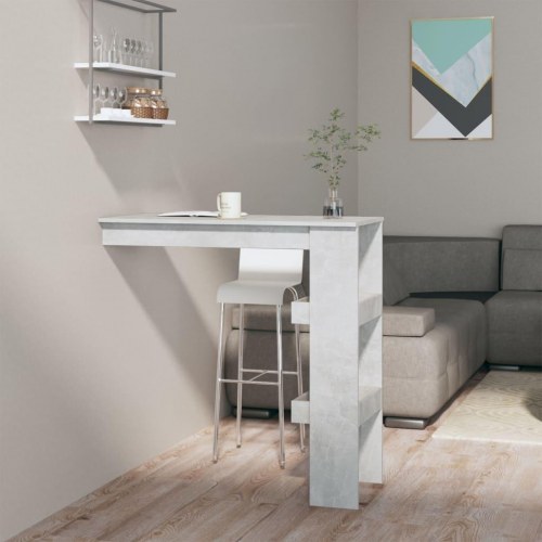 Vægmonteret barbord 102×45×103,5 cm - konstrueret træ, betongrå