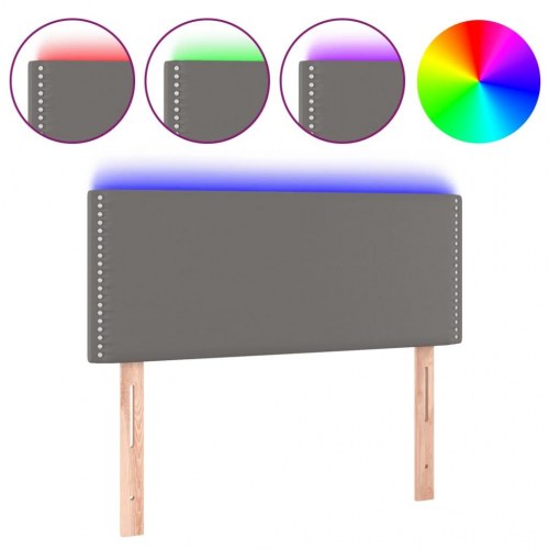 Sengegavl med LED-lys 90x5x78/88 cm kunstlæder grå