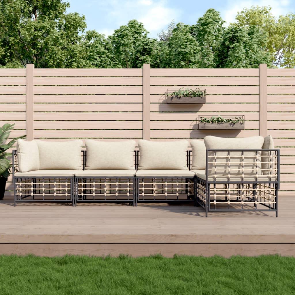 Loungesæt Til Haven 4 Dele Med Hynder Polyrattan - Beige / 3x hjørnedel 2x midterdel